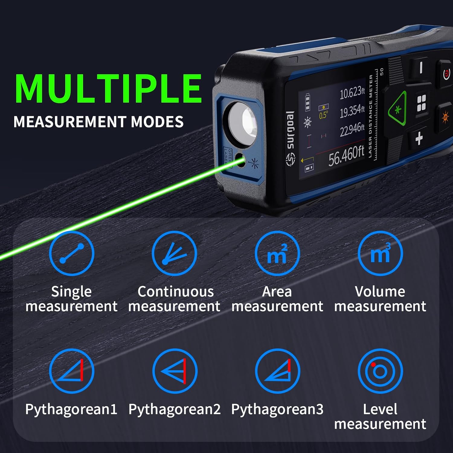100 m groene laserafstandsmete - Industrial Laser Tape Measure recensie en prijs