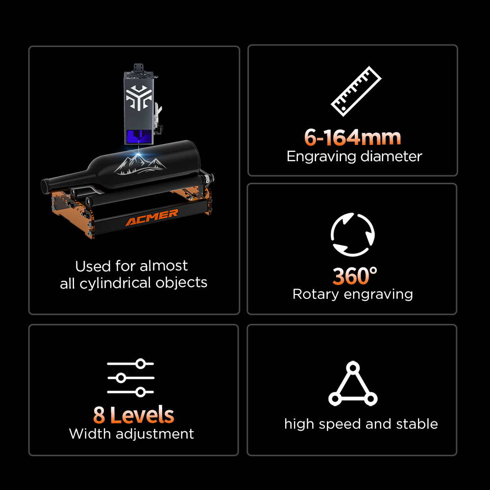 ACMER M3 Laser-roterende rol 3 - Laser Engraving Software recensie en prijs