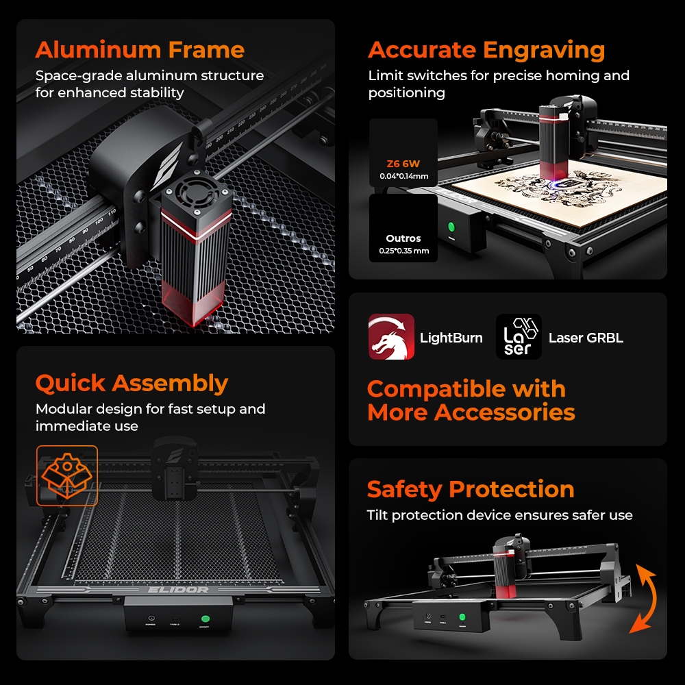 ELIDOR Z6 6W lasergraveerder e - Industrial Laser Cutter recensie en prijs